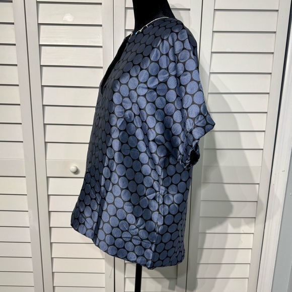 Caryn Lawn Betsy Top Blue Jacquard Polka Dot Blouse | One Size Fits Most - Picture 4 of 8